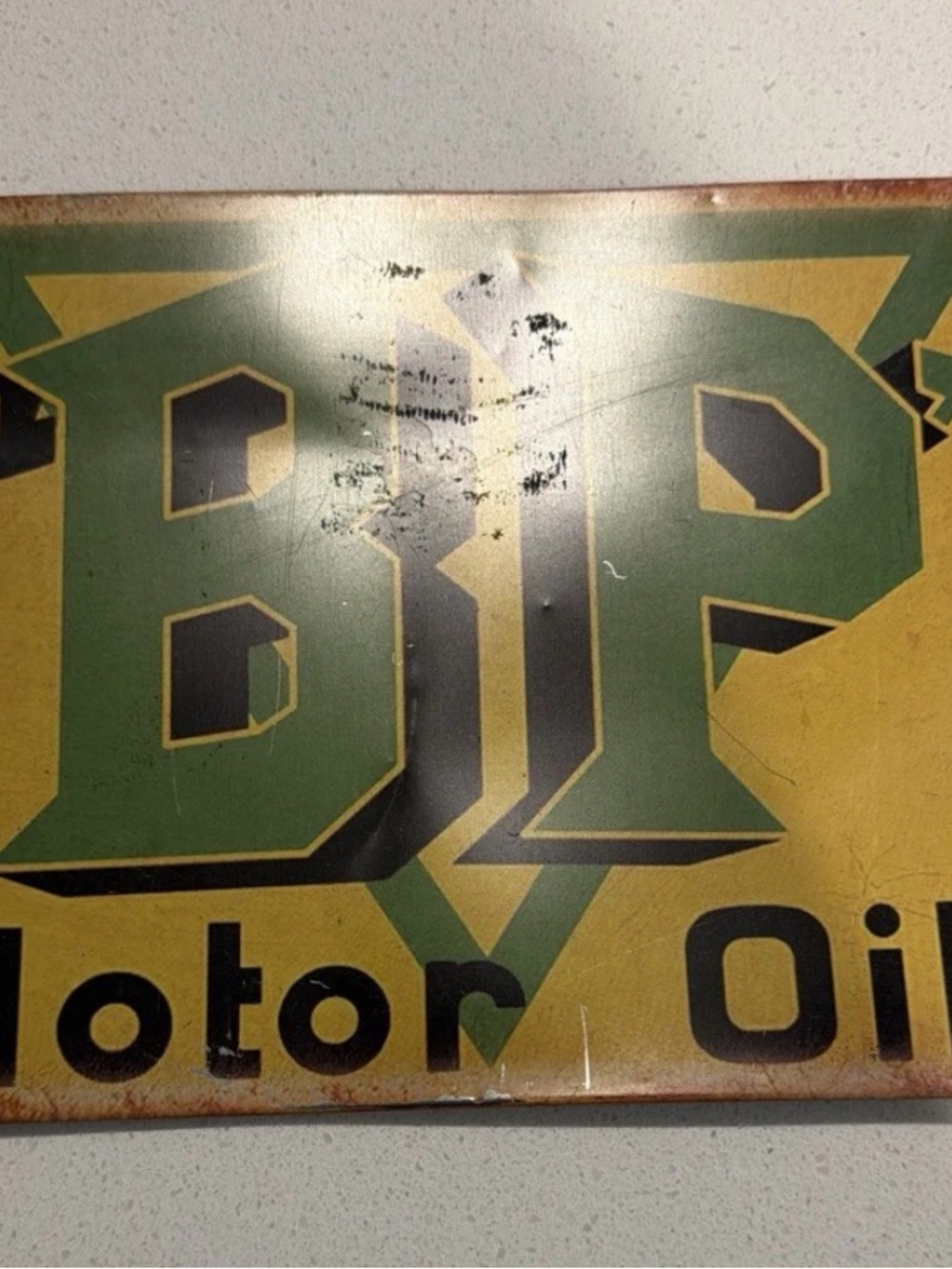Vintage-Style Green and Yellow Metal Wall Sign - Home Wall Decor